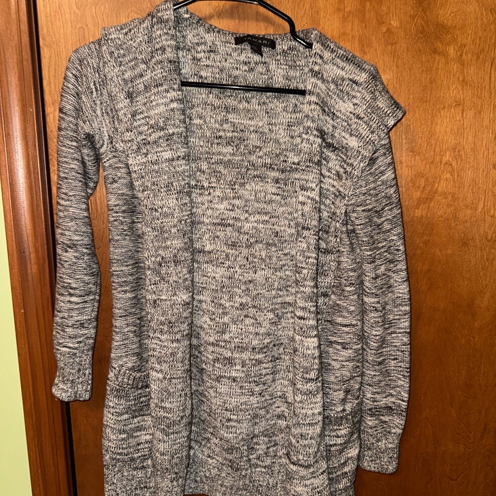 Women's Gray Open-Front Sweater